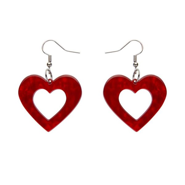 Essentials Cut- out Heart Resin Red Earrings