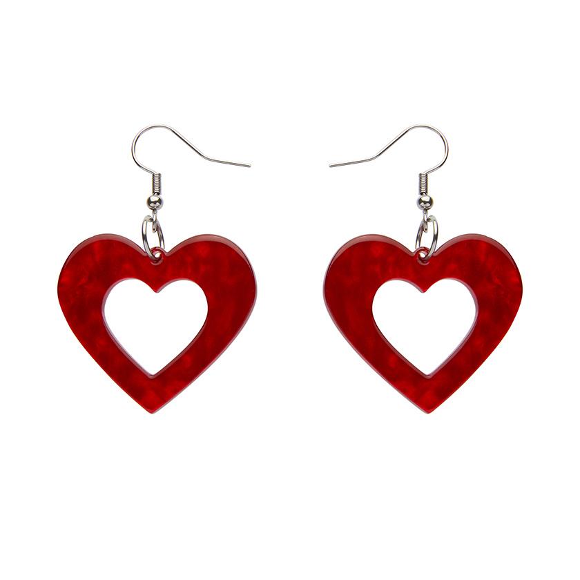 Essentials Cut- out Heart Resin Red Earrings - Indigos Jewellery
